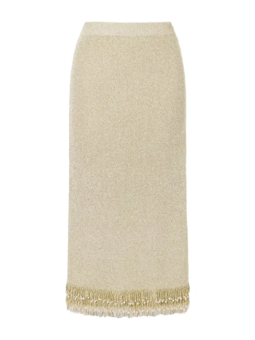 Simkhai Zeni Bead-embellished Bouclé Midi Skirt