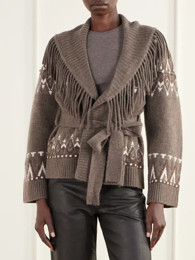 Simkhai Anaise Fringed Fair Isle Wool-blend Cardigan | Thumbnail 3 Simkhai Anaise Fringed Fair Isle Wool-blend Cardigan | Thumbnail 3