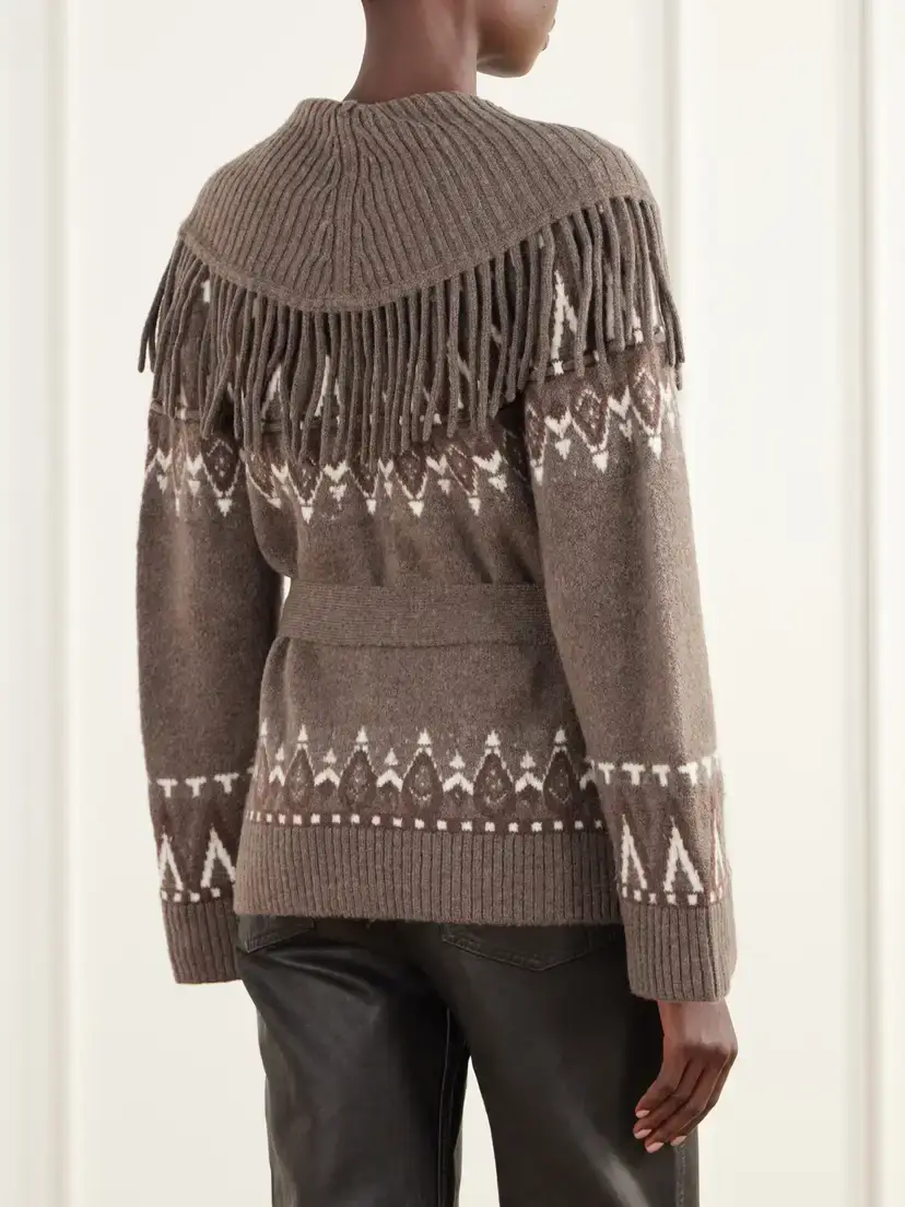 Simkhai Anaise Fringed Fair Isle Wool-blend Cardigan | Thumbnail 4 Simkhai Anaise Fringed Fair Isle Wool-blend Cardigan | Thumbnail 4