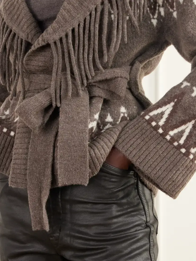 Simkhai Anaise Fringed Fair Isle Wool-blend Cardigan | Thumbnail 6 Simkhai Anaise Fringed Fair Isle Wool-blend Cardigan | Thumbnail 6
