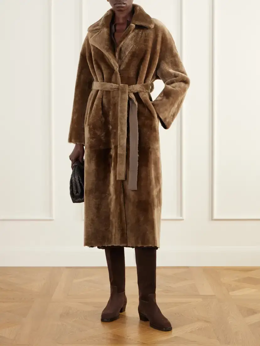 ARMA Rien Belted Reversible Shearling And Leather Coat - Brown | Thumbnail 2 ARMA Rien Belted Reversible Shearling And Leather Coat - Brown | Thumbnail 2