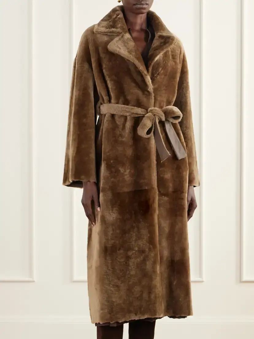 ARMA Rien Belted Reversible Shearling And Leather Coat - Brown | Thumbnail 3 ARMA Rien Belted Reversible Shearling And Leather Coat - Brown | Thumbnail 3