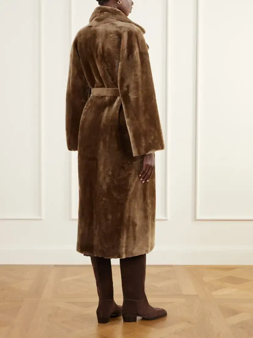 ARMA Rien Belted Reversible Shearling And Leather Coat - Brown | Thumbnail 4 ARMA Rien Belted Reversible Shearling And Leather Coat - Brown | Thumbnail 4