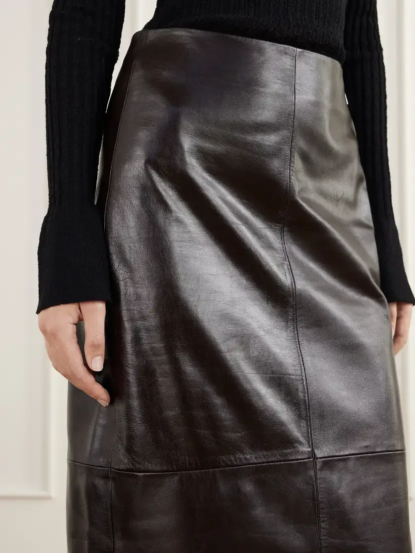 ARMA Meeka Paneled Full-grain Leather Midi Skirt | Thumbnail 5
