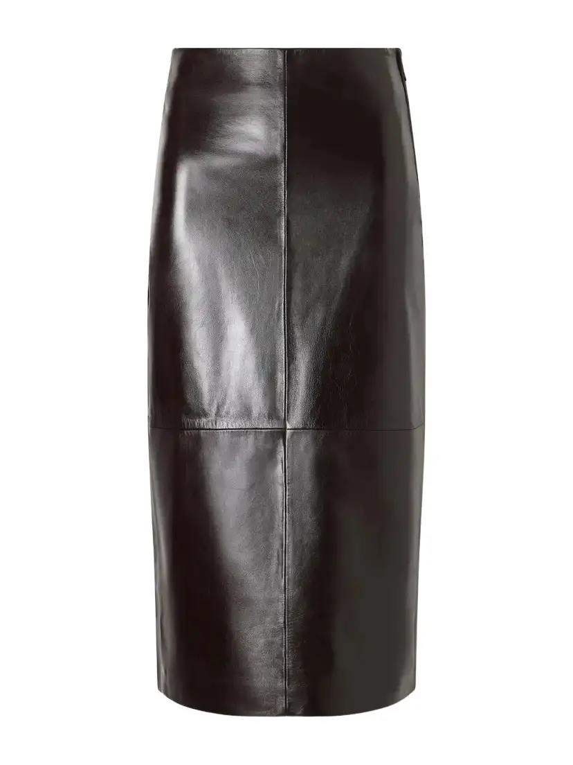 Meeka Paneled Full-grain Leather Midi Skirt Meeka Paneled Full-grain Leather Midi Skirt