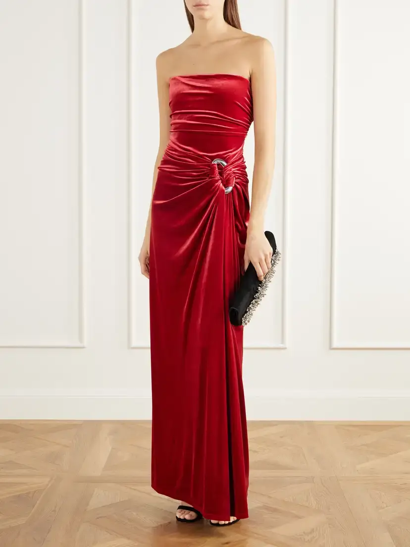 Simkhai Emma Embellished Gathered Velvet Bustier Gown | Thumbnail 2 Simkhai Emma Embellished Gathered Velvet Bustier Gown | Thumbnail 2