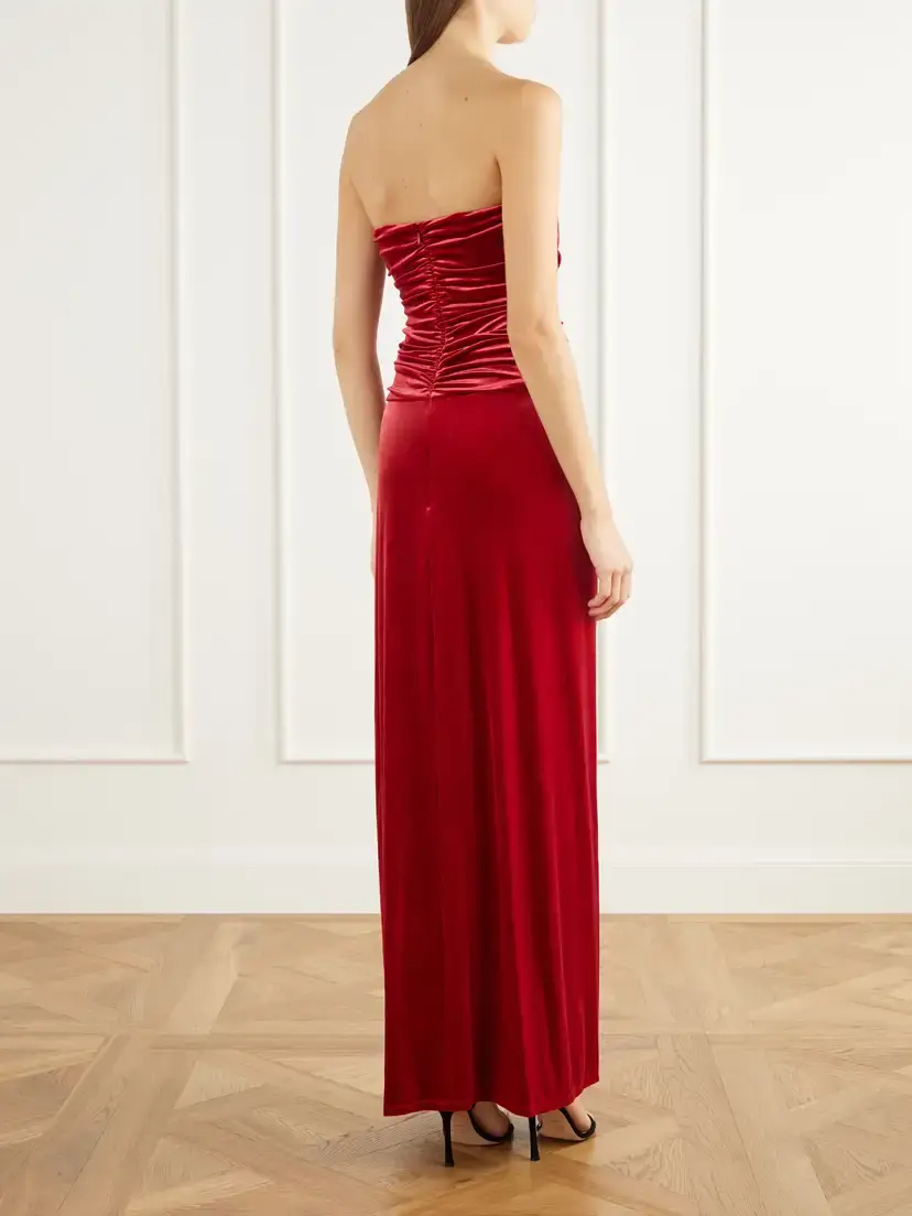 Simkhai Emma Embellished Gathered Velvet Bustier Gown | Thumbnail 3 Simkhai Emma Embellished Gathered Velvet Bustier Gown | Thumbnail 3