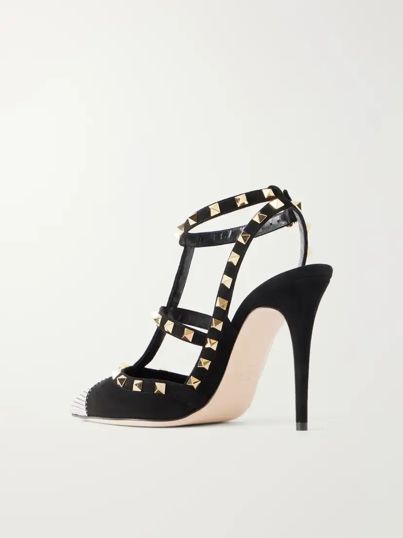 Valentino Garavani Rockstud 100 Embellished Suede Pumps | Thumbnail 3