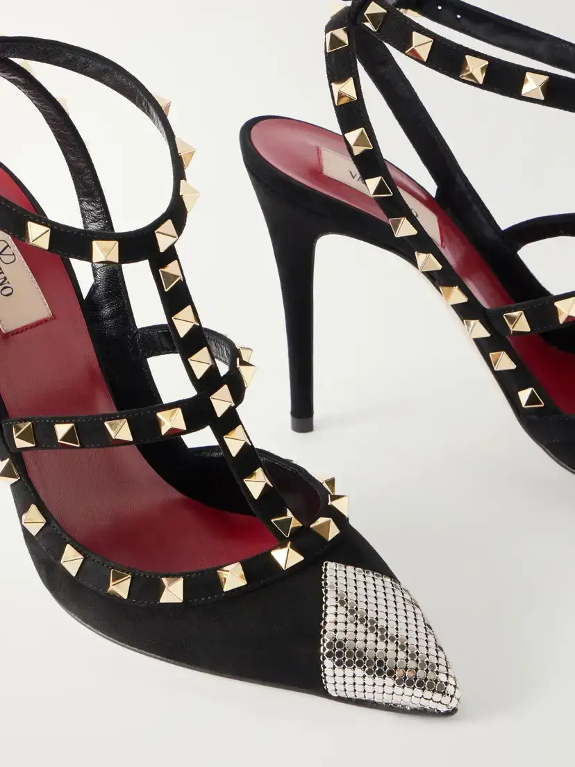 Valentino Garavani Rockstud 100 Embellished Suede Pumps | Thumbnail 5