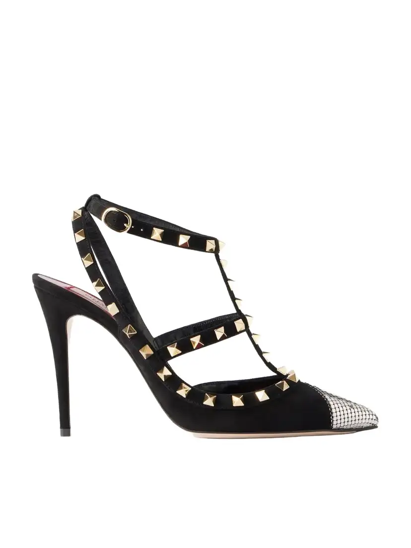 Valentino Garavani Rockstud 100 Embellished Suede Pumps