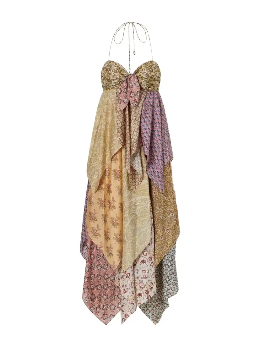 Fairlight Draped Printed Silk-satin Midi Dress