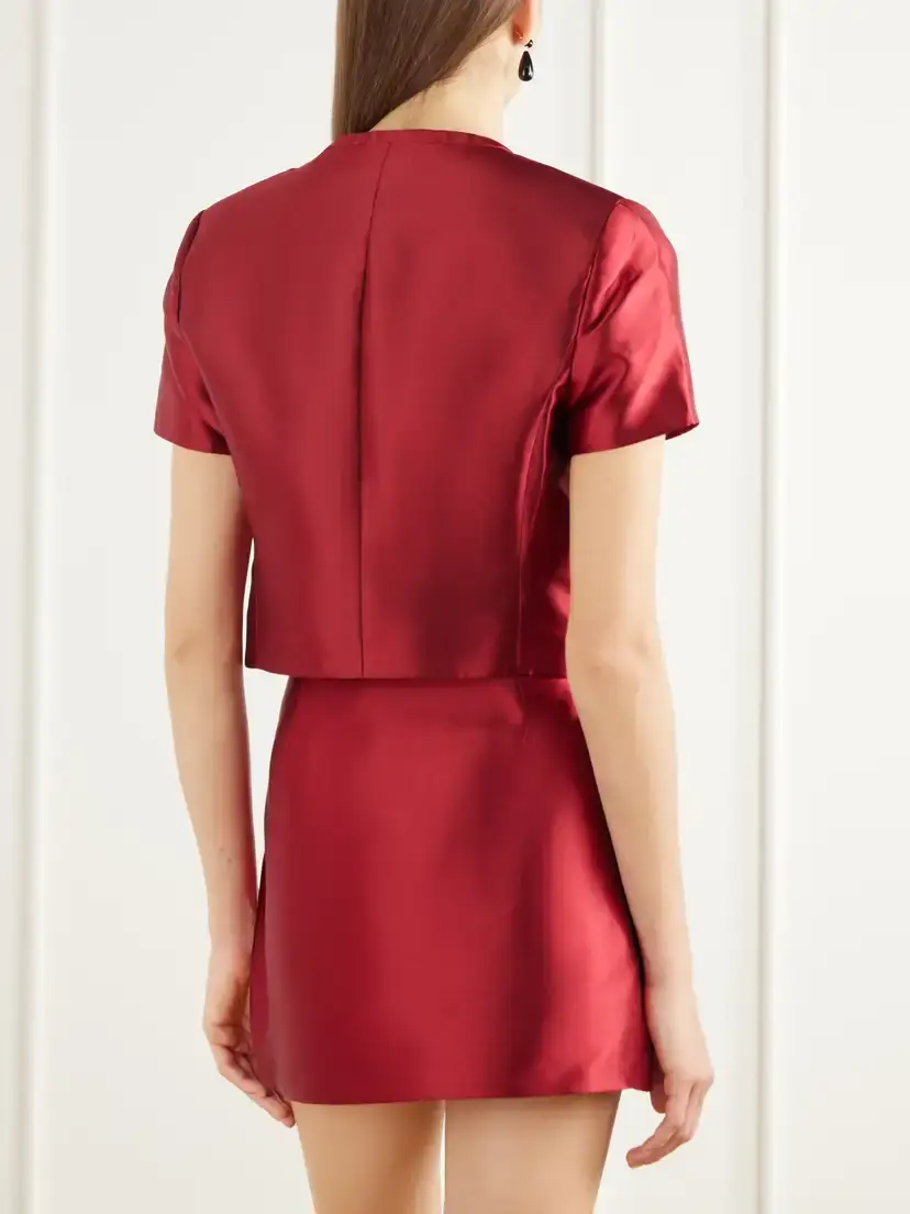 Simkhai Naelle Bow-detail Cropped Satin Blouse | Thumbnail 3