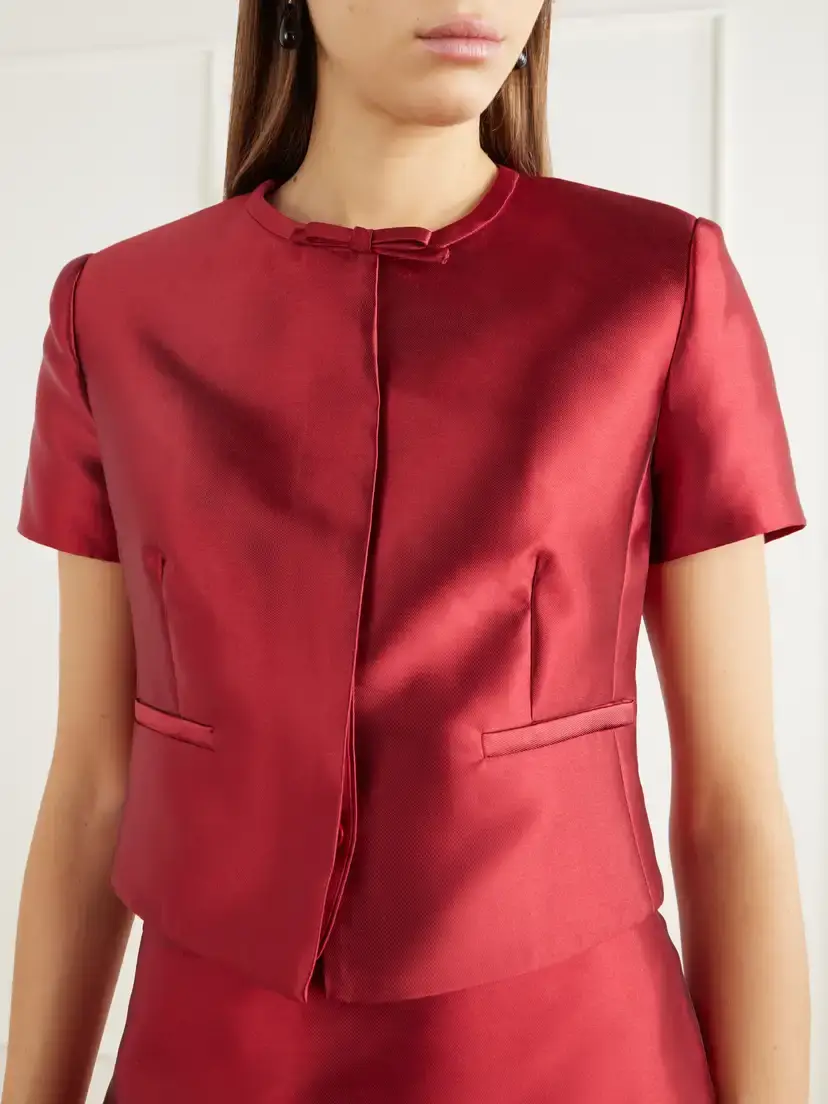 Simkhai Naelle Bow-detail Cropped Satin Blouse | Thumbnail 4