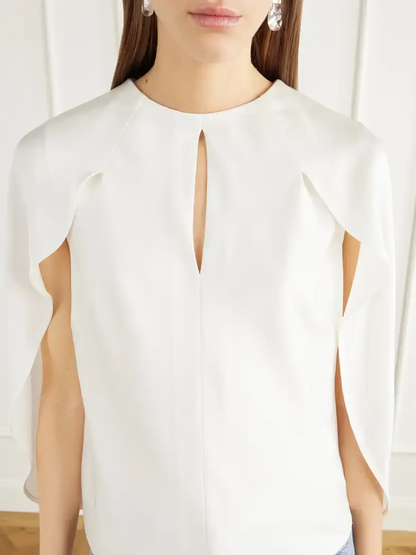 Simkhai Lauren Cape-effect Satin Blouse | Thumbnail 4 Simkhai Lauren Cape-effect Satin Blouse | Thumbnail 4