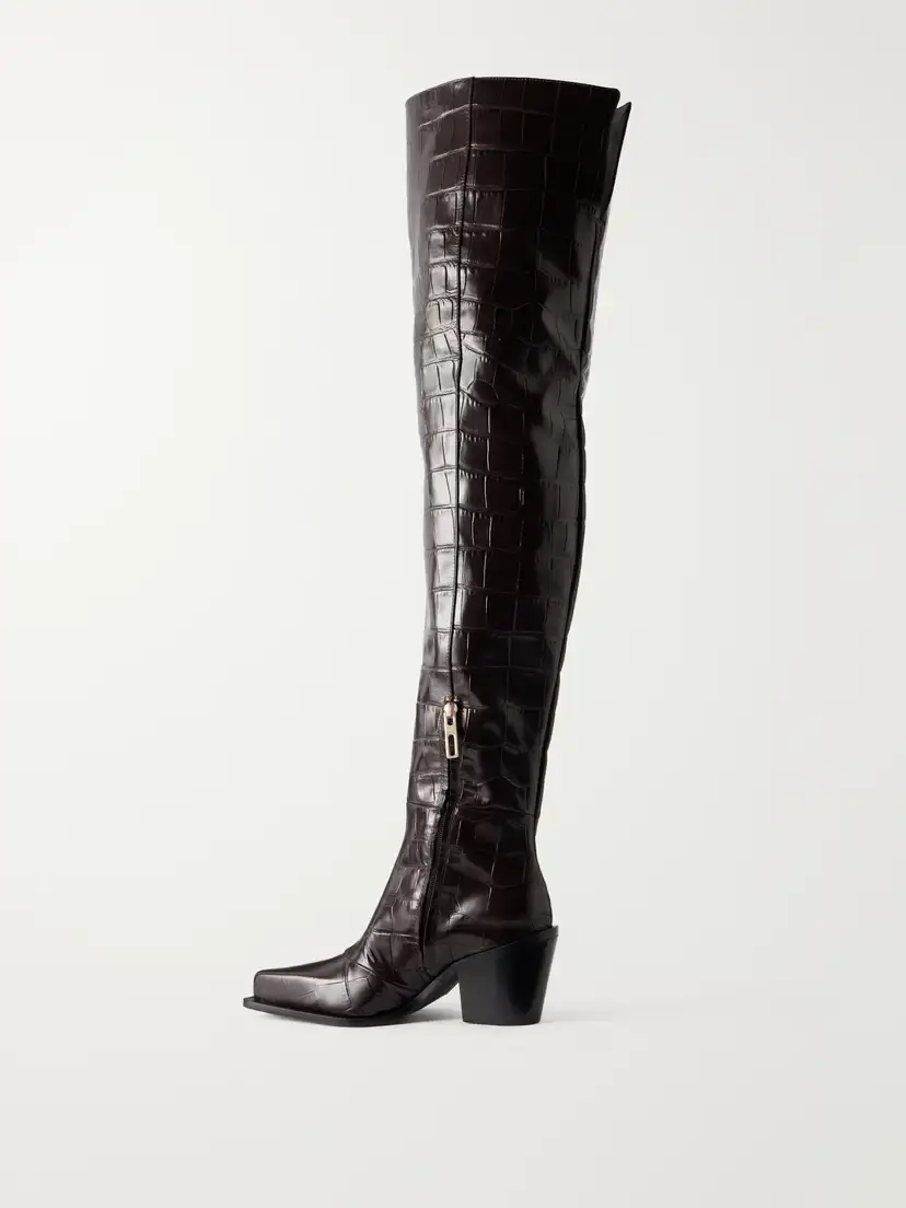 Sportmax Zuppa 70 Croc-effect Leather Over-the-knee Boots | Thumbnail 3