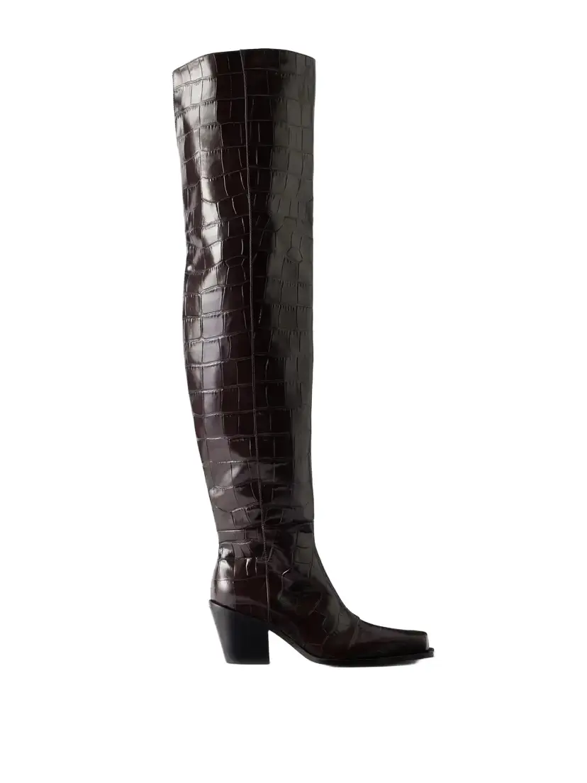 Sportmax Zuppa 70 Croc-effect Leather Over-the-knee Boots