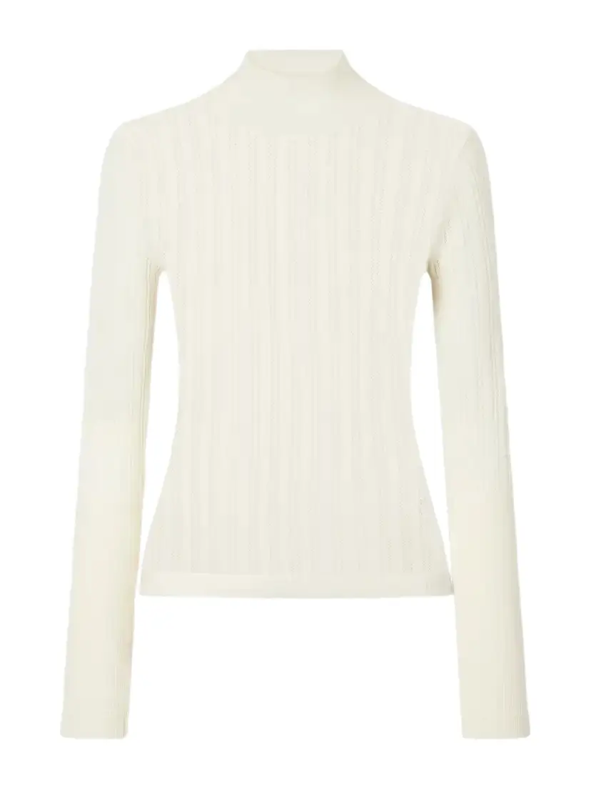 Maria McManus Pointelle-knit Merino Wool Mock-neck Top