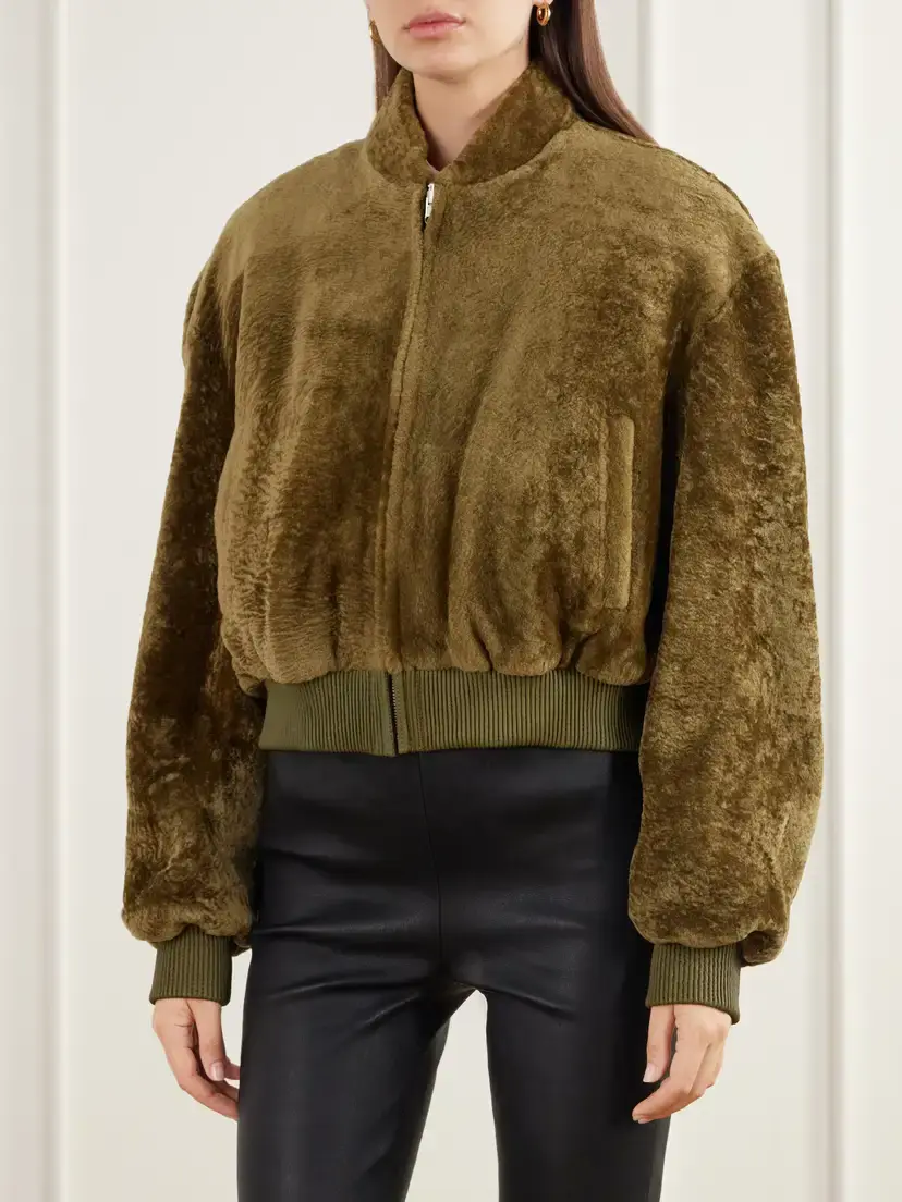 ARMA Azra Reversible Shearling And Satin Bomber Jacket | Thumbnail 3 ARMA Azra Reversible Shearling And Satin Bomber Jacket | Thumbnail 3