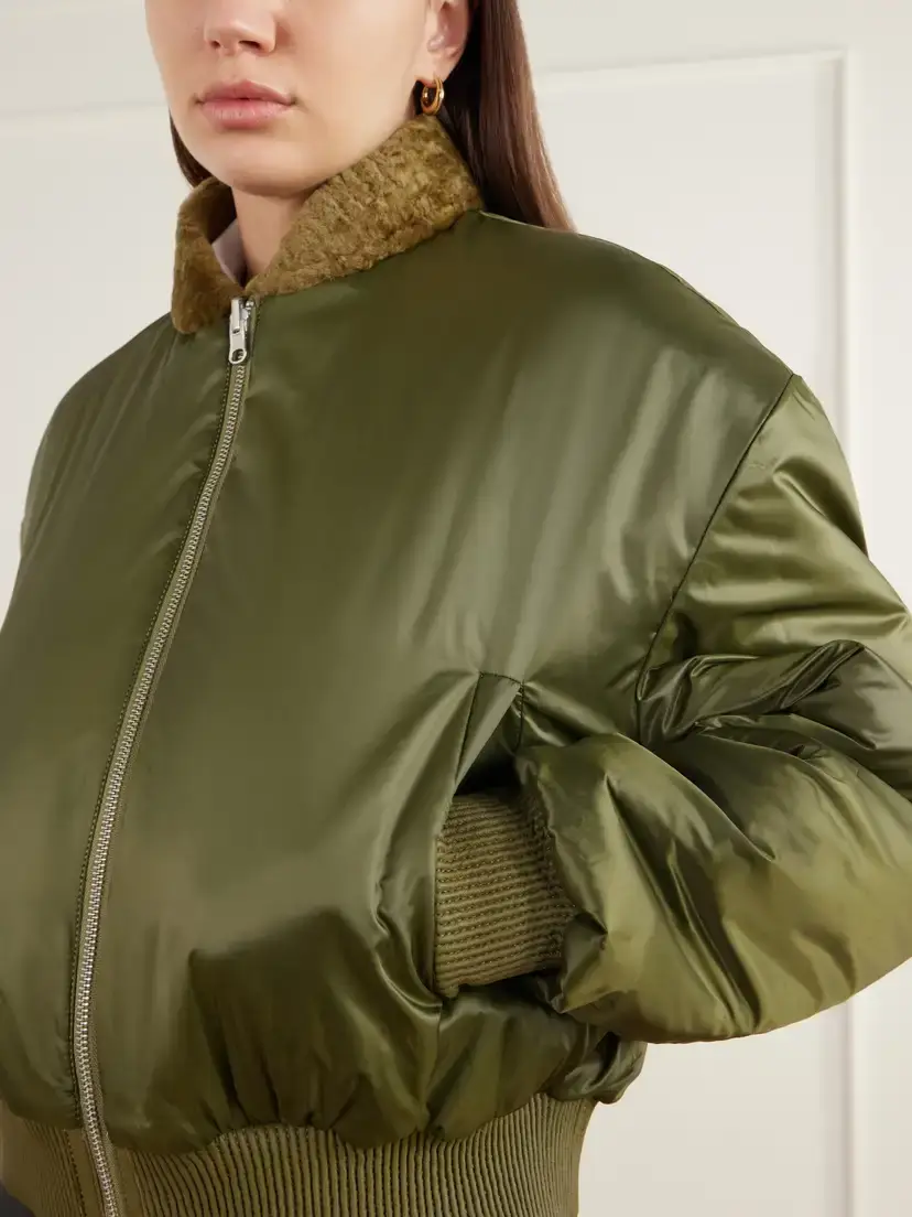 ARMA Azra Reversible Shearling And Satin Bomber Jacket | Thumbnail 5 ARMA Azra Reversible Shearling And Satin Bomber Jacket | Thumbnail 5