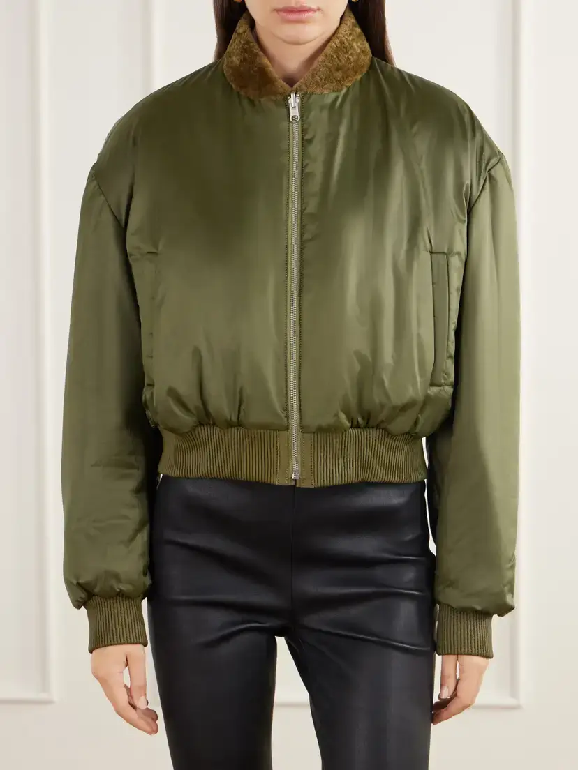 ARMA Azra Reversible Shearling And Satin Bomber Jacket | Thumbnail 6 ARMA Azra Reversible Shearling And Satin Bomber Jacket | Thumbnail 6