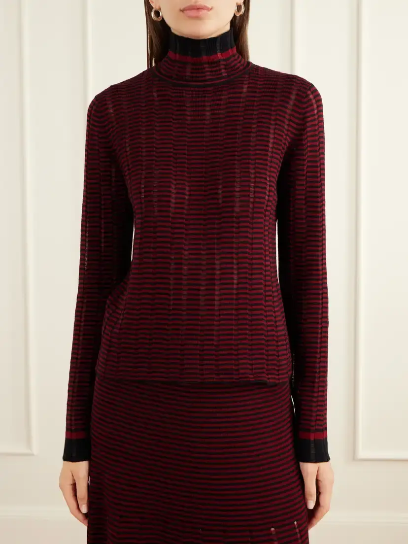 Proenza Schouler White Label Stina Striped Ribbed Wool And Cotton-blend Turtleneck Sweater | Thumbnail 3