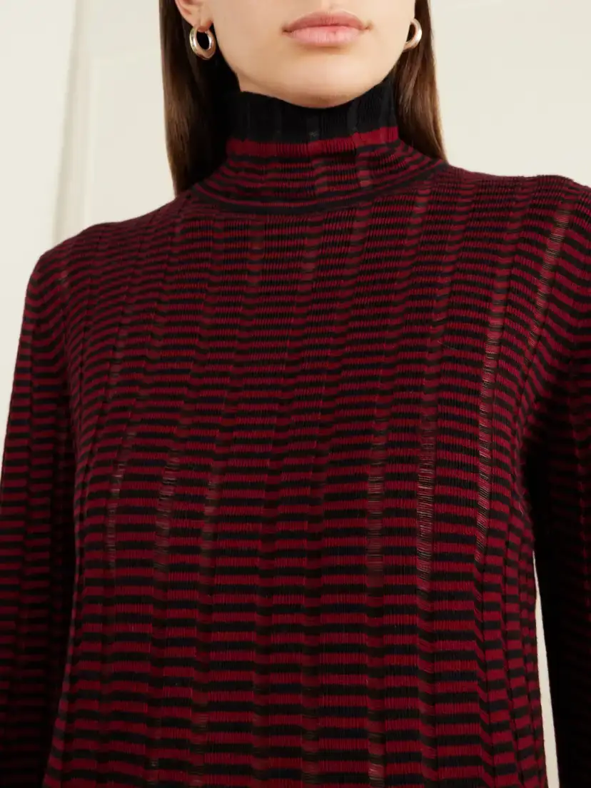 Proenza Schouler White Label Stina Striped Ribbed Wool And Cotton-blend Turtleneck Sweater | Thumbnail 5