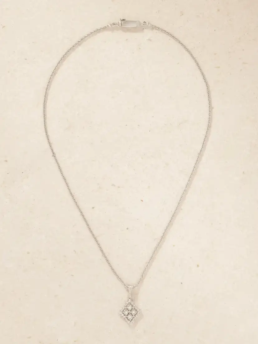 Buccellati Rombi Rhodium-plated 18-karat White Gold Diamond Necklace | Thumbnail 4