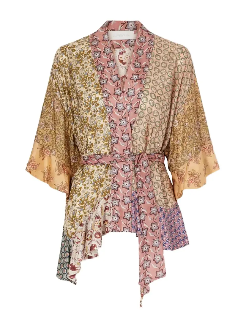 Zimmermann Fairlight Printed Silk-satin Wrap Blouse