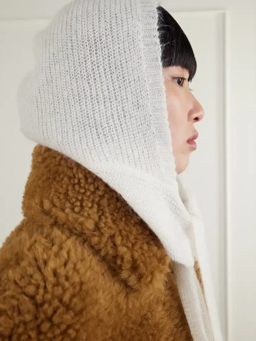 We Norwegians Pudder Scarf-effect Ribbed Mohair And Wool-blend Balaclava - Neutrals | Thumbnail 2