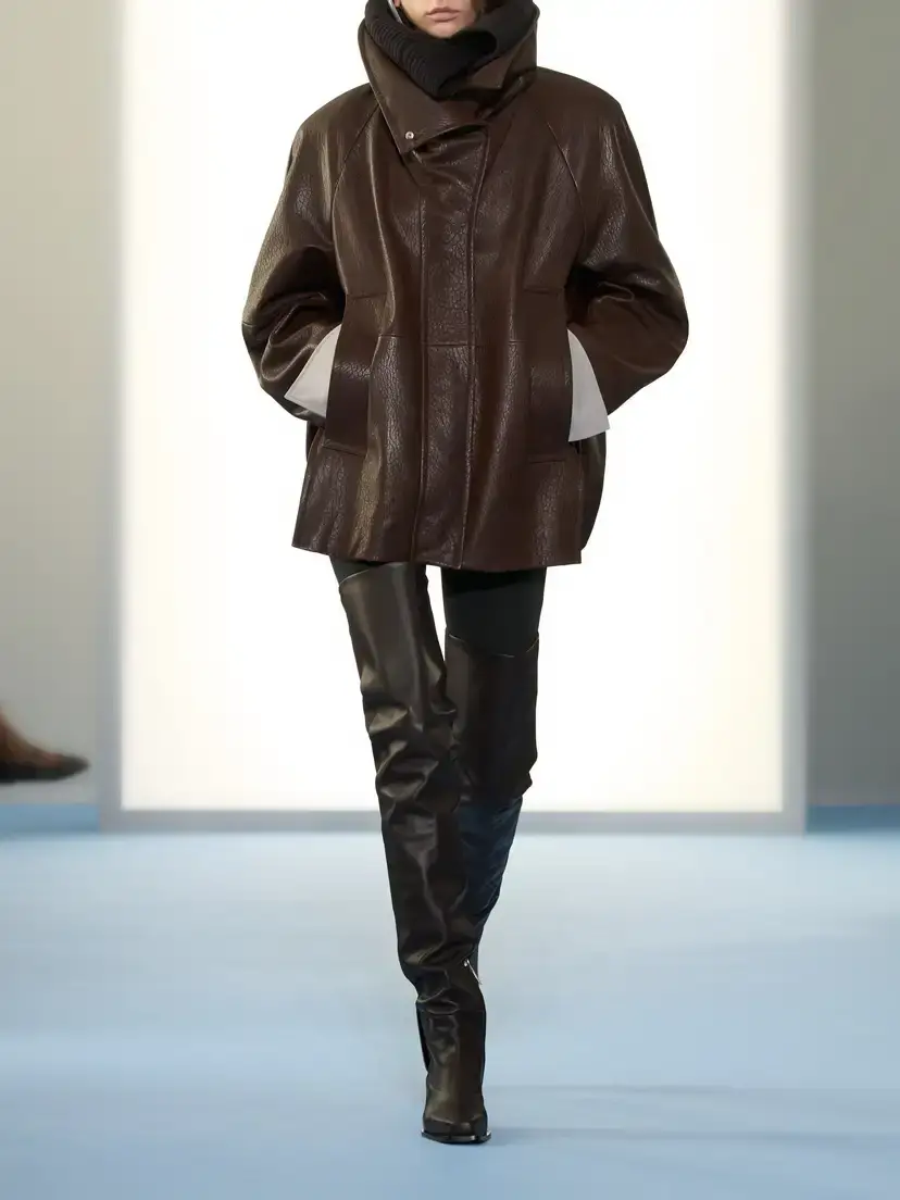 Sportmax Salve Belted Plush-trimmed Leather Jacket | Thumbnail 6 Sportmax Salve Belted Plush-trimmed Leather Jacket | Thumbnail 6
