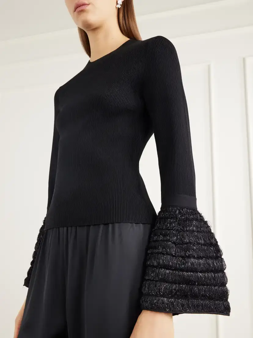 Simkhai Maggie Bouclé-trimmed Ribbed Jersey Top | Thumbnail 4 Simkhai Maggie Bouclé-trimmed Ribbed Jersey Top | Thumbnail 4
