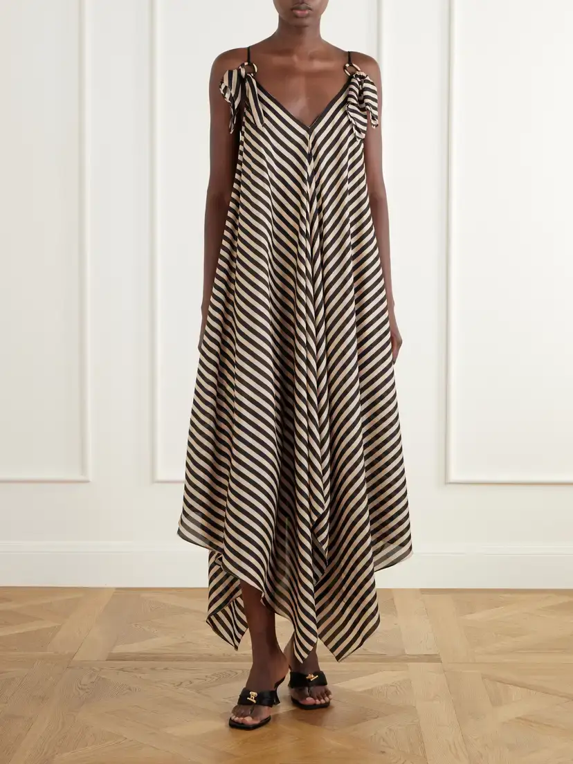 Zimmermann Fairlight Tie-detailed Striped Silk Midi Dress | Thumbnail 4 Zimmermann Fairlight Tie-detailed Striped Silk Midi Dress | Thumbnail 4
