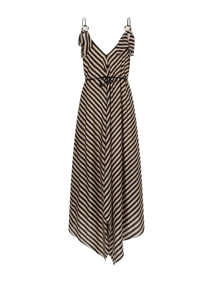 Zimmermann Fairlight Tie-detailed Striped Silk Midi Dress