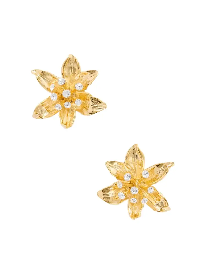 Oscar de la Renta Lily Crystal-embellished Gold-tone Earrings