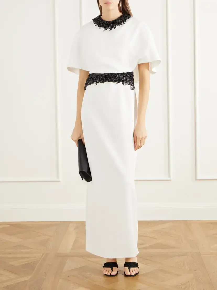Simkhai Vantrel Cape-effect Bead-embellished Cady Gown | Thumbnail 2