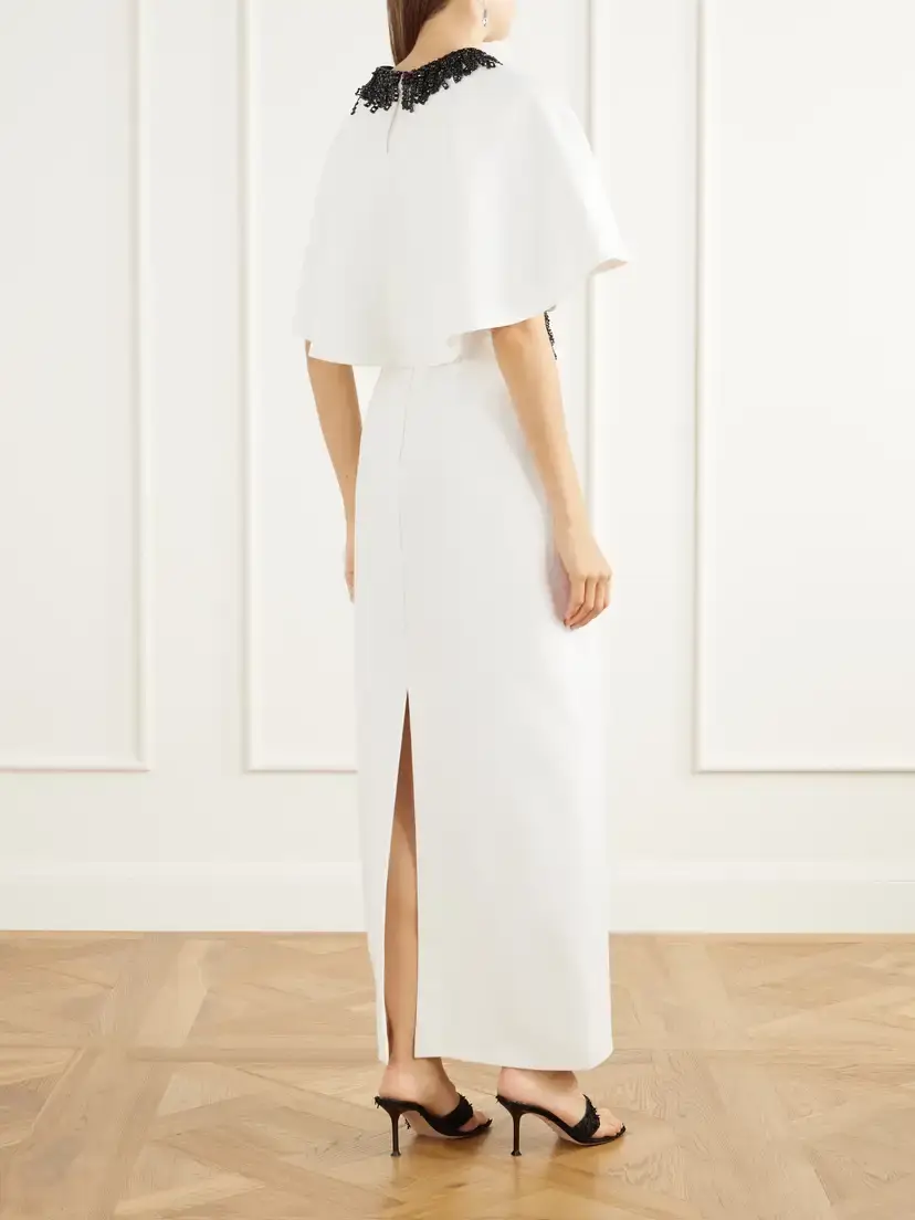 Simkhai Vantrel Cape-effect Bead-embellished Cady Gown | Thumbnail 3