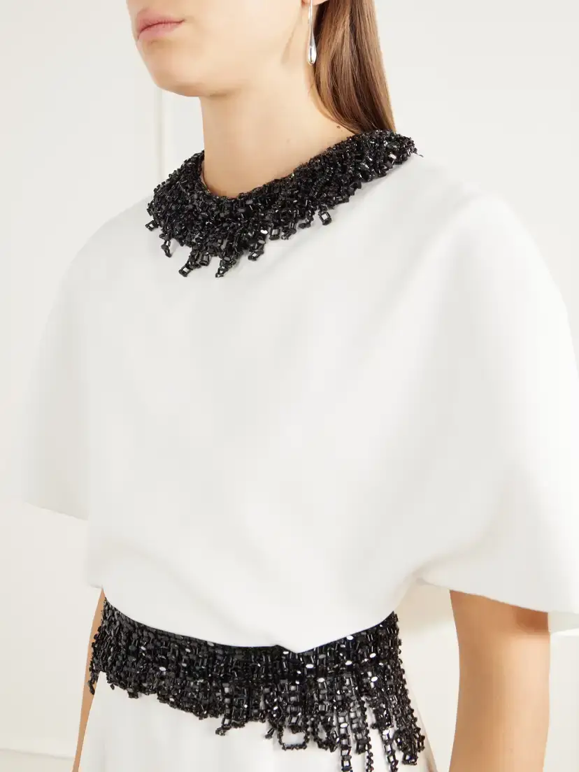 Simkhai Vantrel Cape-effect Bead-embellished Cady Gown | Thumbnail 4
