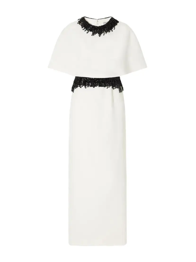 Simkhai Vantrel Cape-effect Bead-embellished Cady Gown