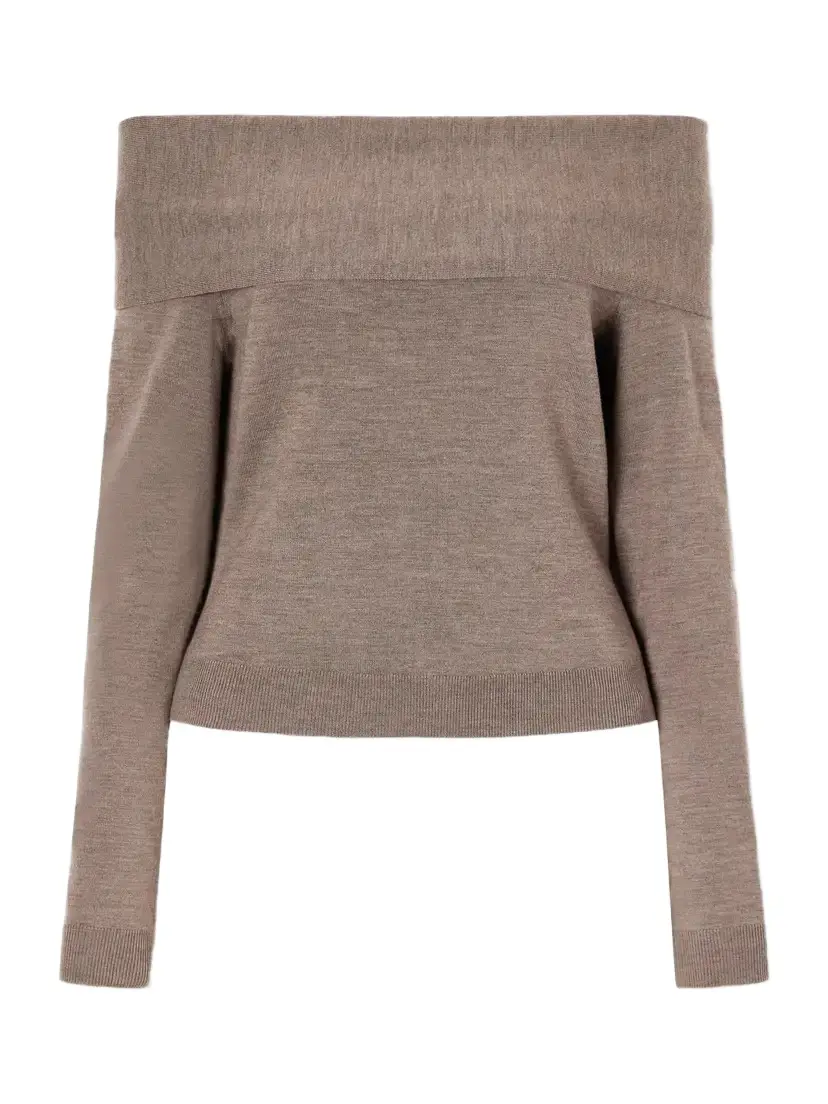 Simkhai Delphia Off-the-shoulder Mélange Merino Wool Sweater