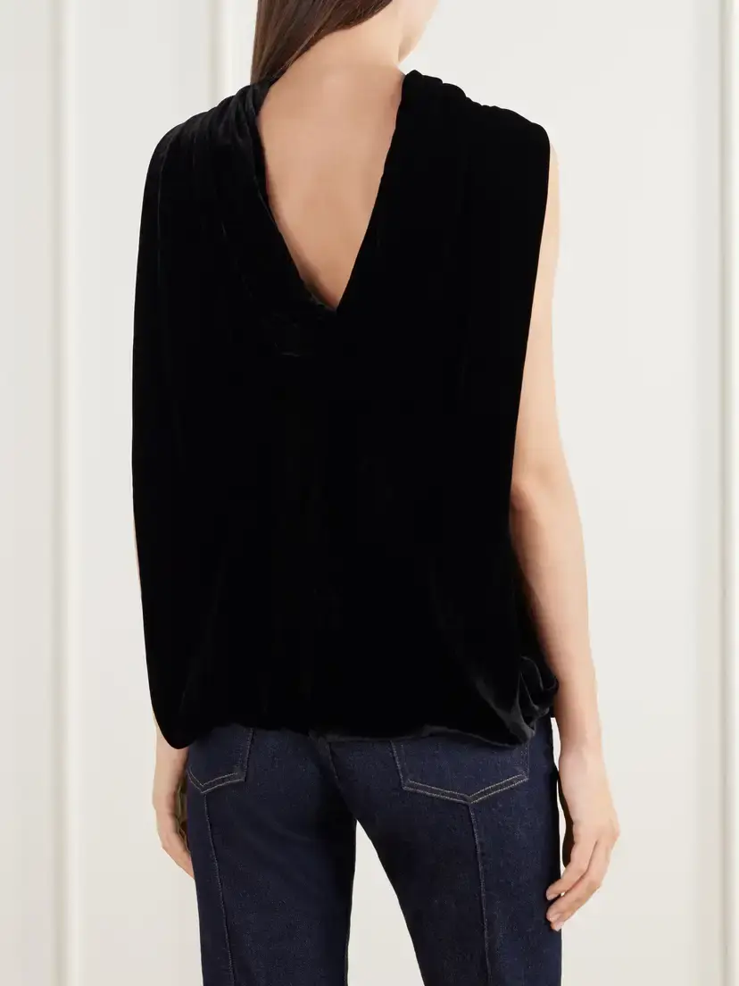 Simkhai Scarlett Cape-effect Draped Velvet Blouse | Thumbnail 4
