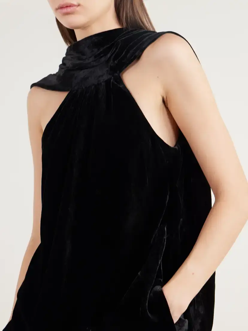 Simkhai Scarlett Cape-effect Draped Velvet Blouse | Thumbnail 5