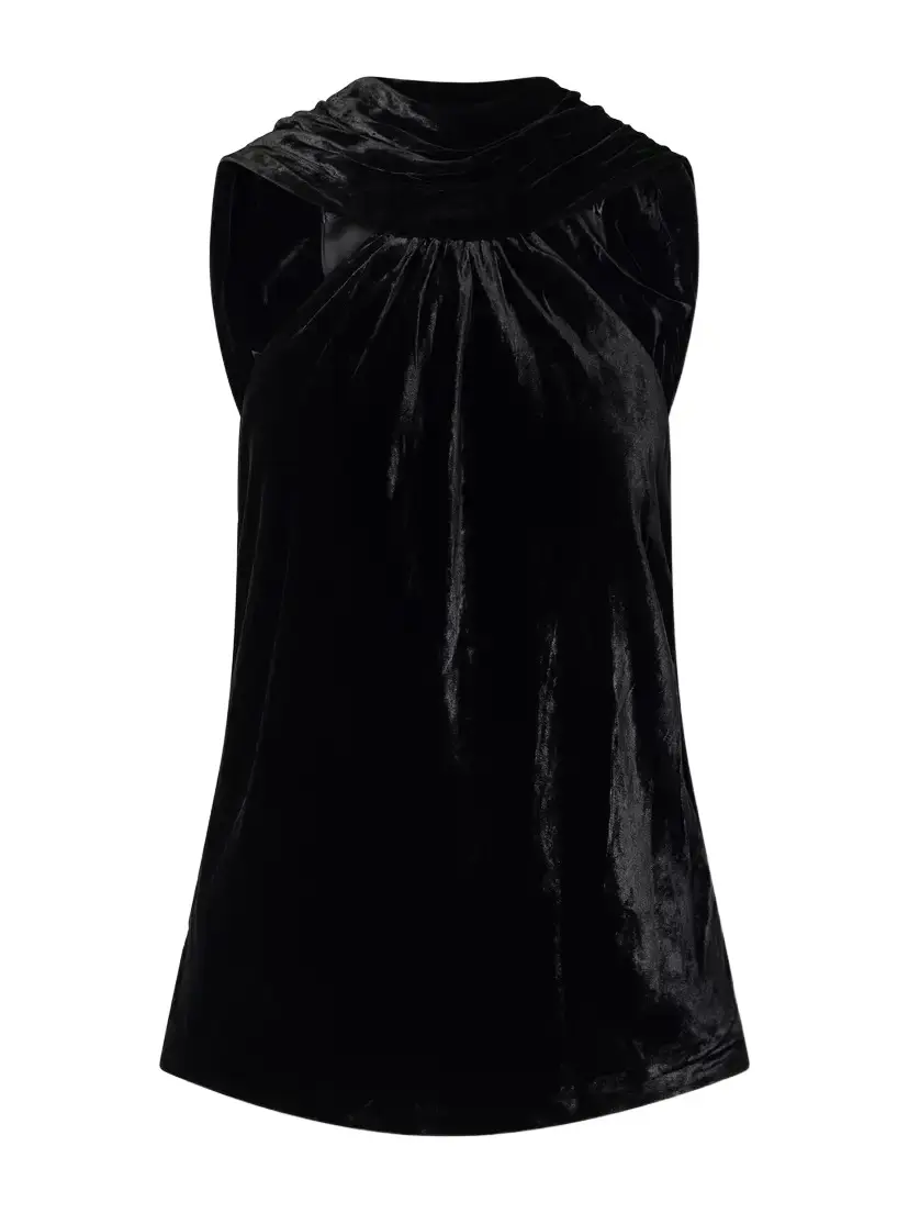 Scarlett Cape-effect Draped Velvet Blouse Scarlett Cape-effect Draped Velvet Blouse
