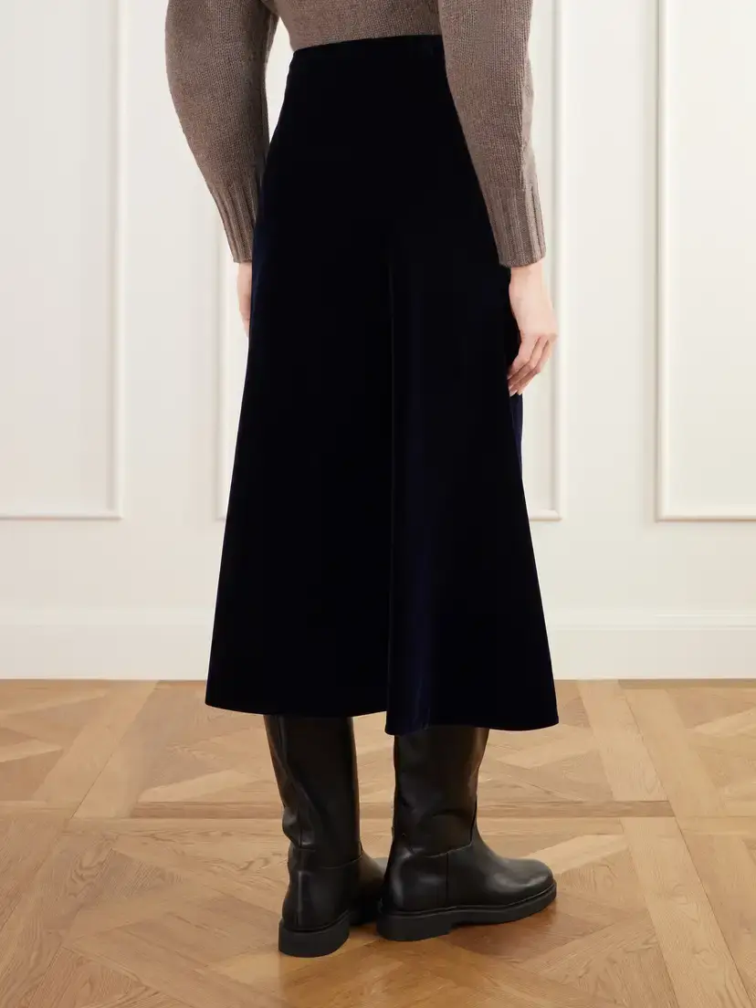 Erdem Draped Asymmetric Cotton-velvet Midi Skirt | Thumbnail 4 Erdem Draped Asymmetric Cotton-velvet Midi Skirt | Thumbnail 4