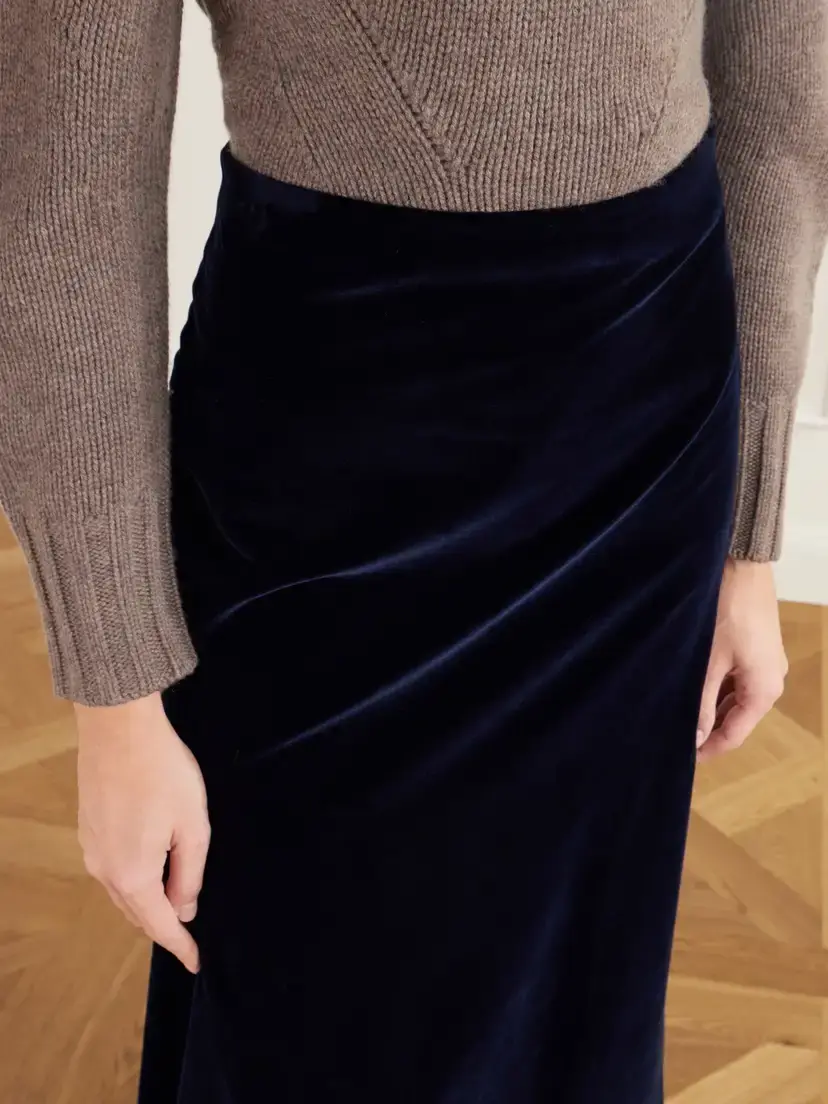 Erdem Draped Asymmetric Cotton-velvet Midi Skirt | Thumbnail 5 Erdem Draped Asymmetric Cotton-velvet Midi Skirt | Thumbnail 5