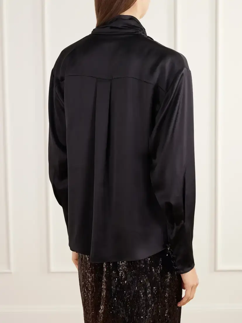 Balmain Scarf-detailed Gathered Silk-satin Blouse | Thumbnail 4 Balmain Scarf-detailed Gathered Silk-satin Blouse | Thumbnail 4