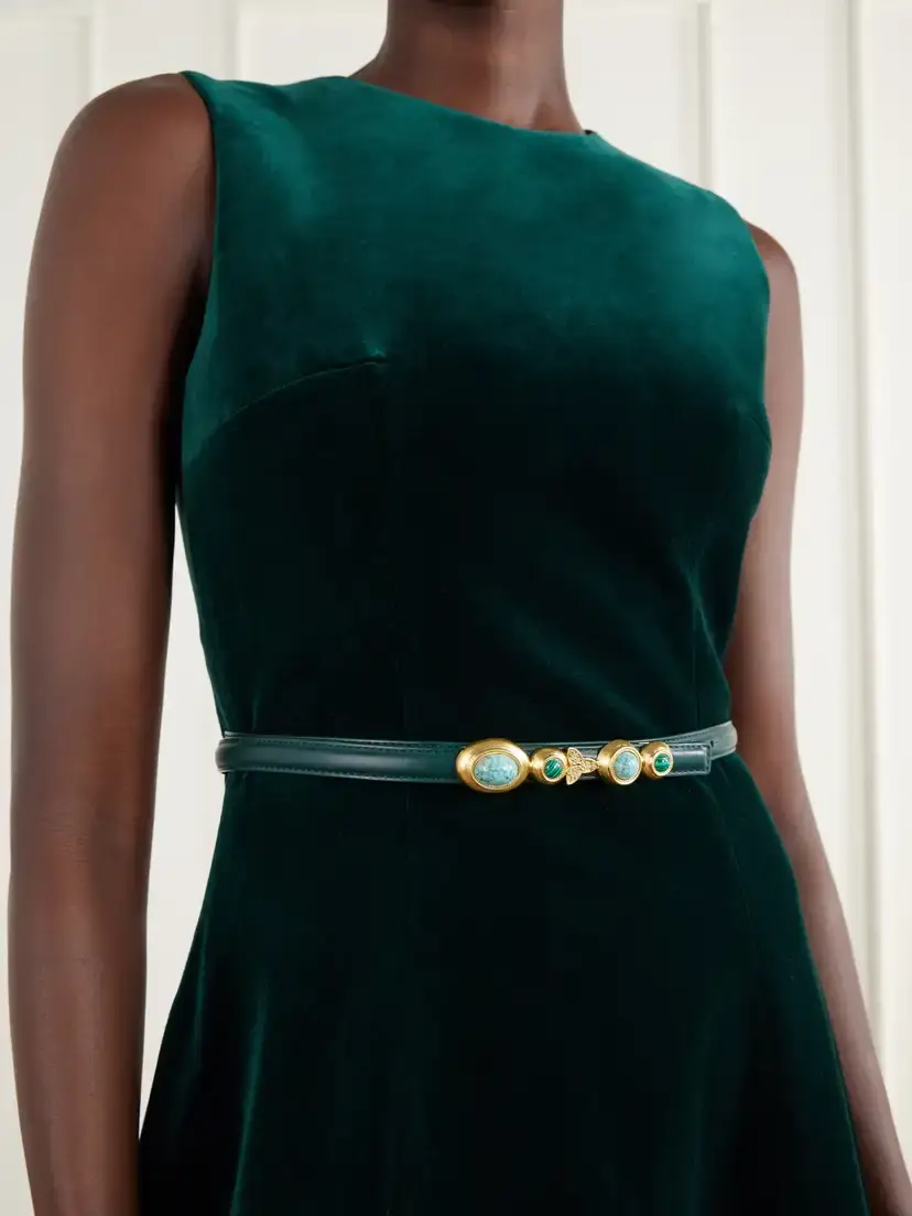 Sonia Petroff Earth Narrow Embellished Leather Belt | Thumbnail 2 Sonia Petroff Earth Narrow Embellished Leather Belt | Thumbnail 2