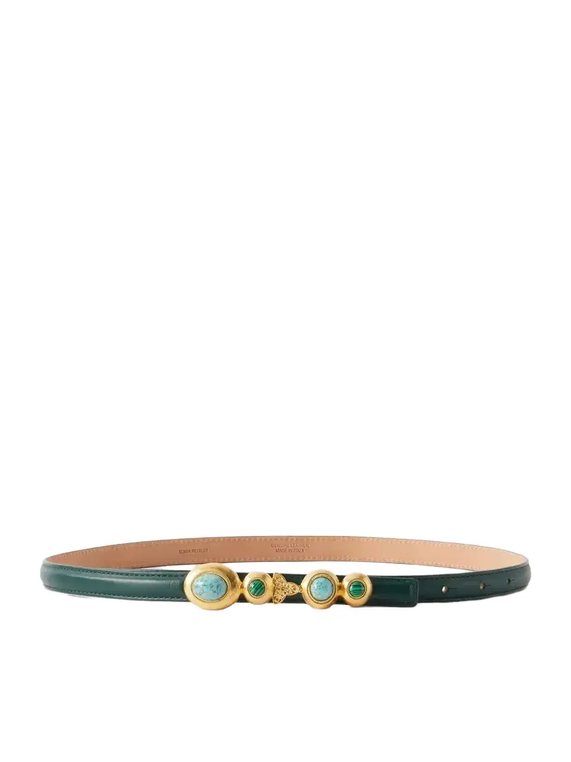 Sonia Petroff Earth Narrow Embellished Leather Belt