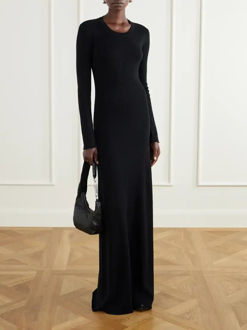 Ann Demeulemeester Eva Open-back Cotton And Cashmere-blend Maxi Dress | Thumbnail 2 Ann Demeulemeester Eva Open-back Cotton And Cashmere-blend Maxi Dress | Thumbnail 2