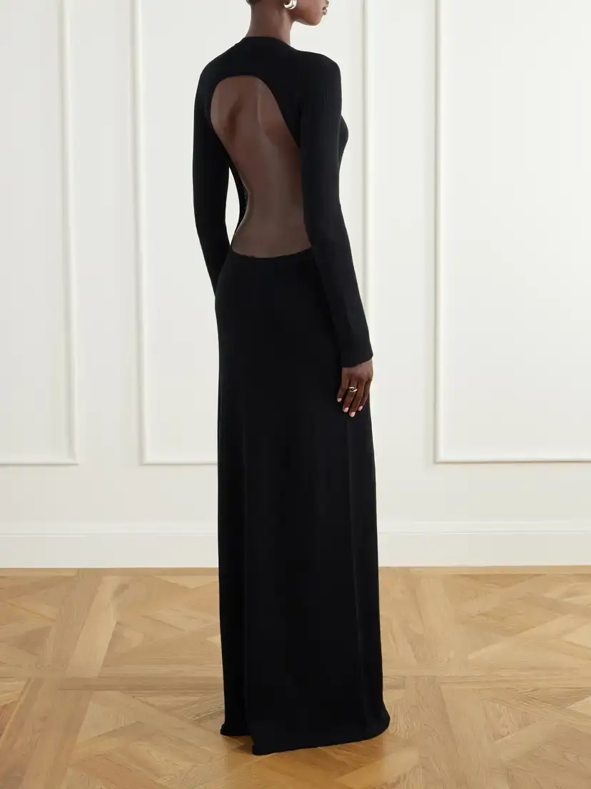 Ann Demeulemeester Eva Open-back Cotton And Cashmere-blend Maxi Dress | Thumbnail 3 Ann Demeulemeester Eva Open-back Cotton And Cashmere-blend Maxi Dress | Thumbnail 3