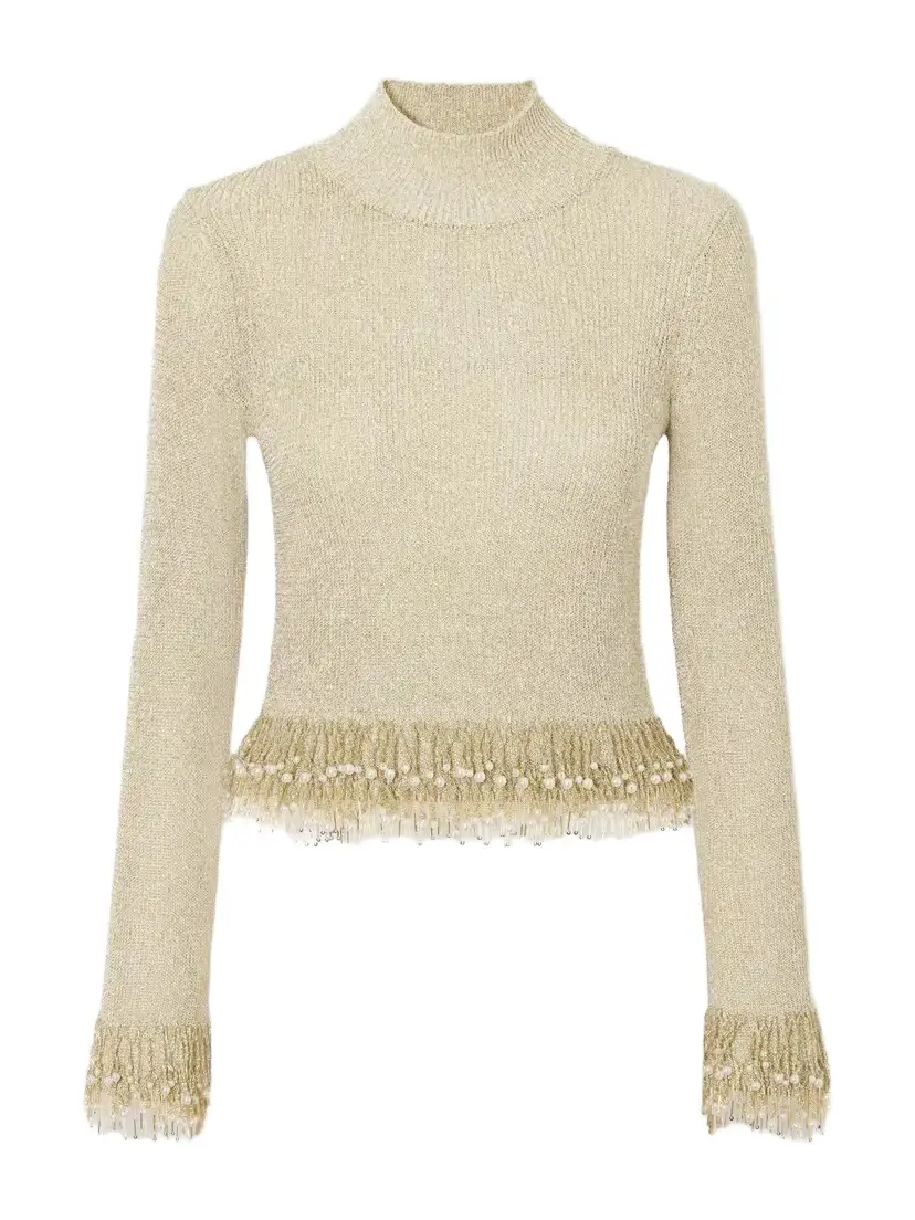 Simkhai Tali Bead-embellished Bouclé Top